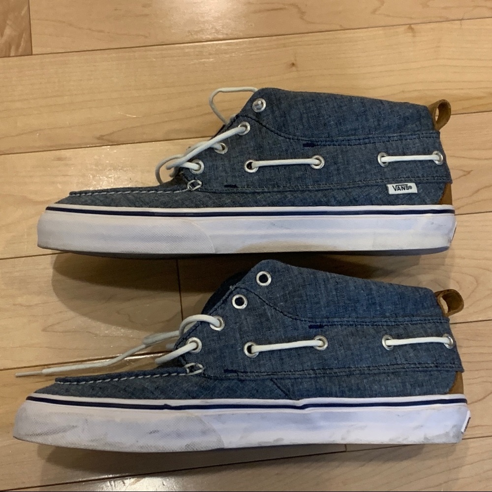 Vans Mid Boat Shoes Denim Blue Canvas Twill - Picture 4 of 10